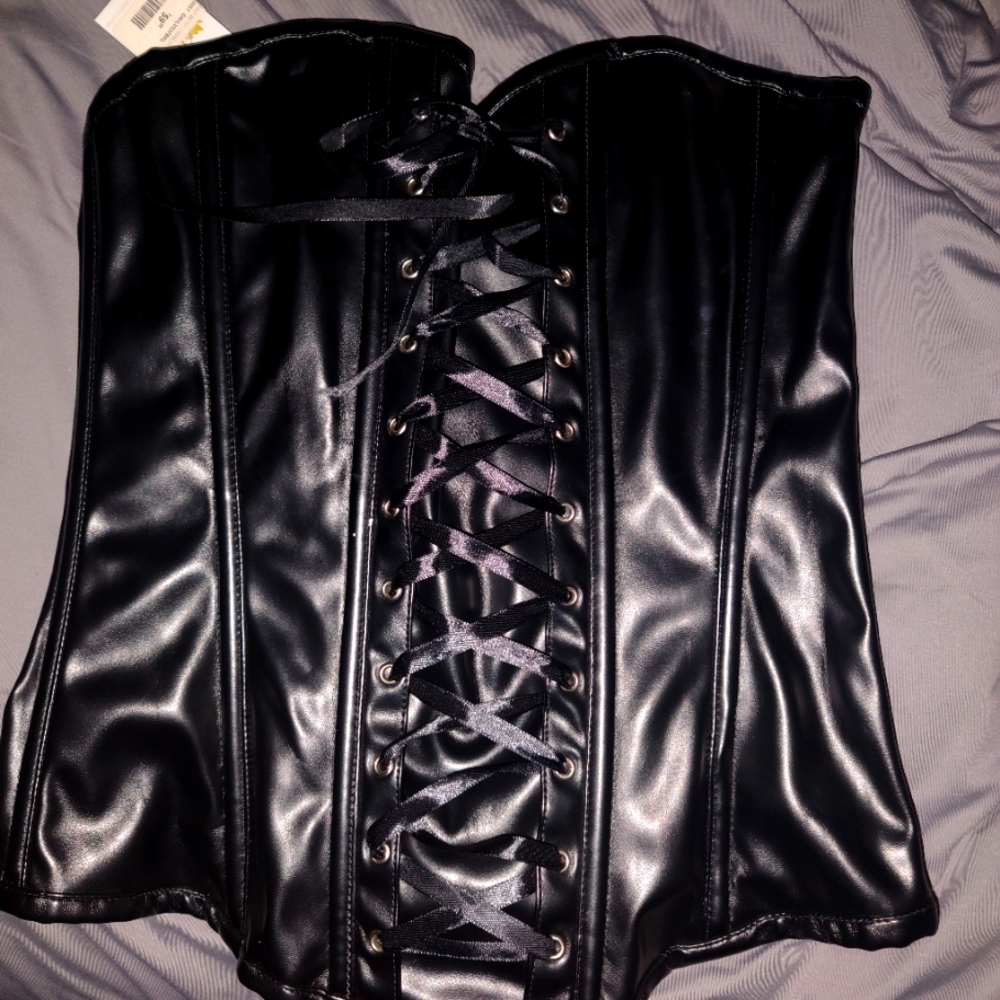 Black very sexy leather corset